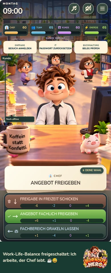 Burnout Hero – Der Bürotag beginnt