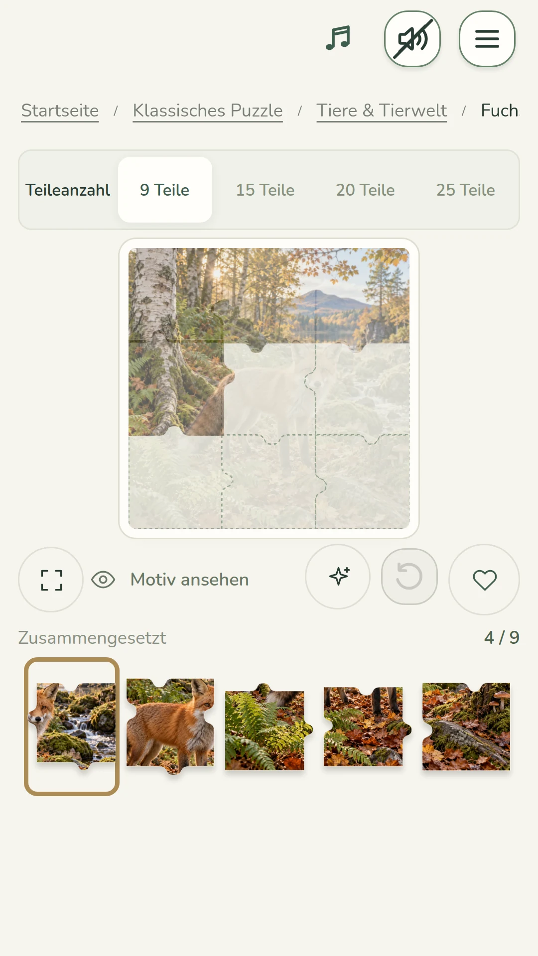 Living Puzzle Collection – Fox in the ferns · 9 pieces