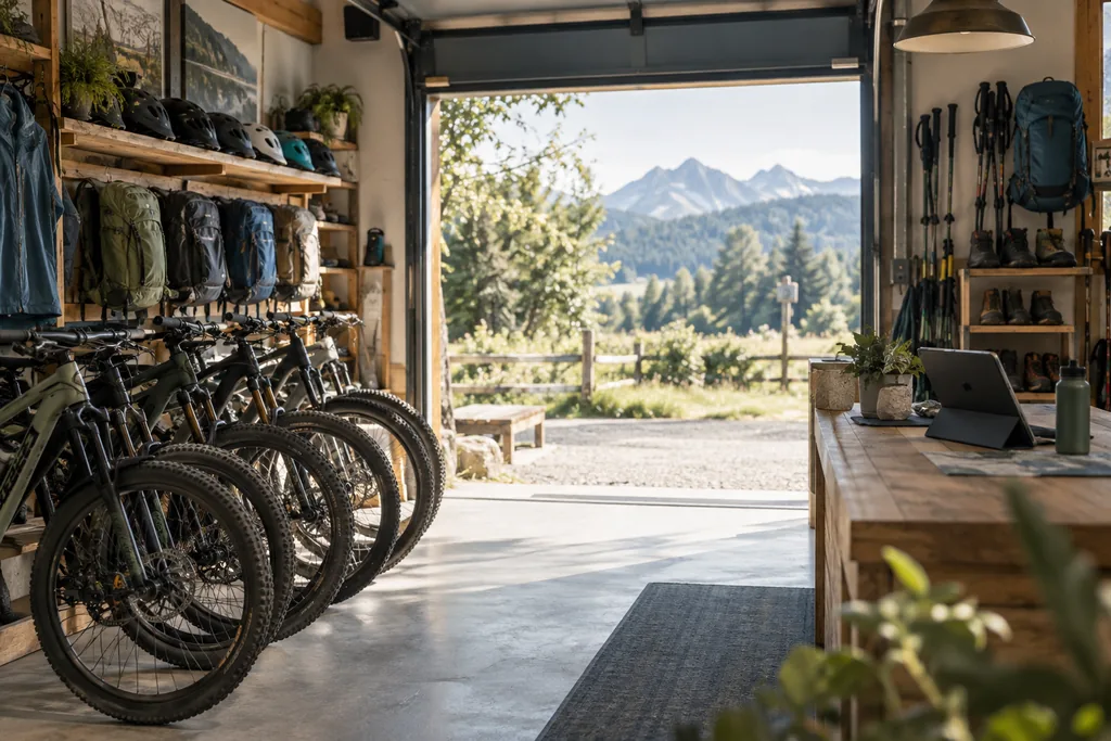 Ordered sports rental with bicycles, helmets and equipment.