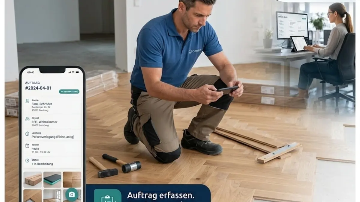 Handwerkliche Verlegung eines Bodenbelags