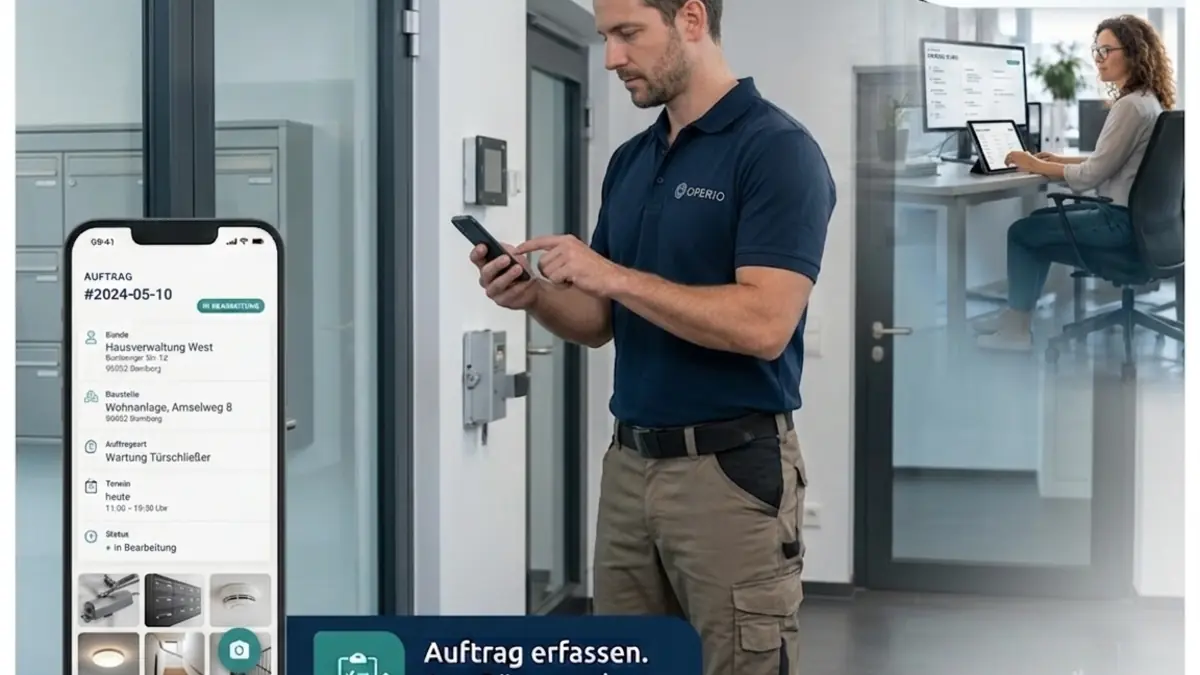 Hausmeister bei einer Gebäudekontrolle